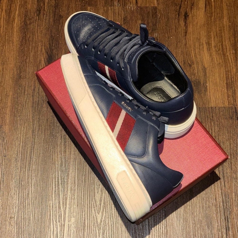 Bally Navy and Burgundy Men's Sneakers